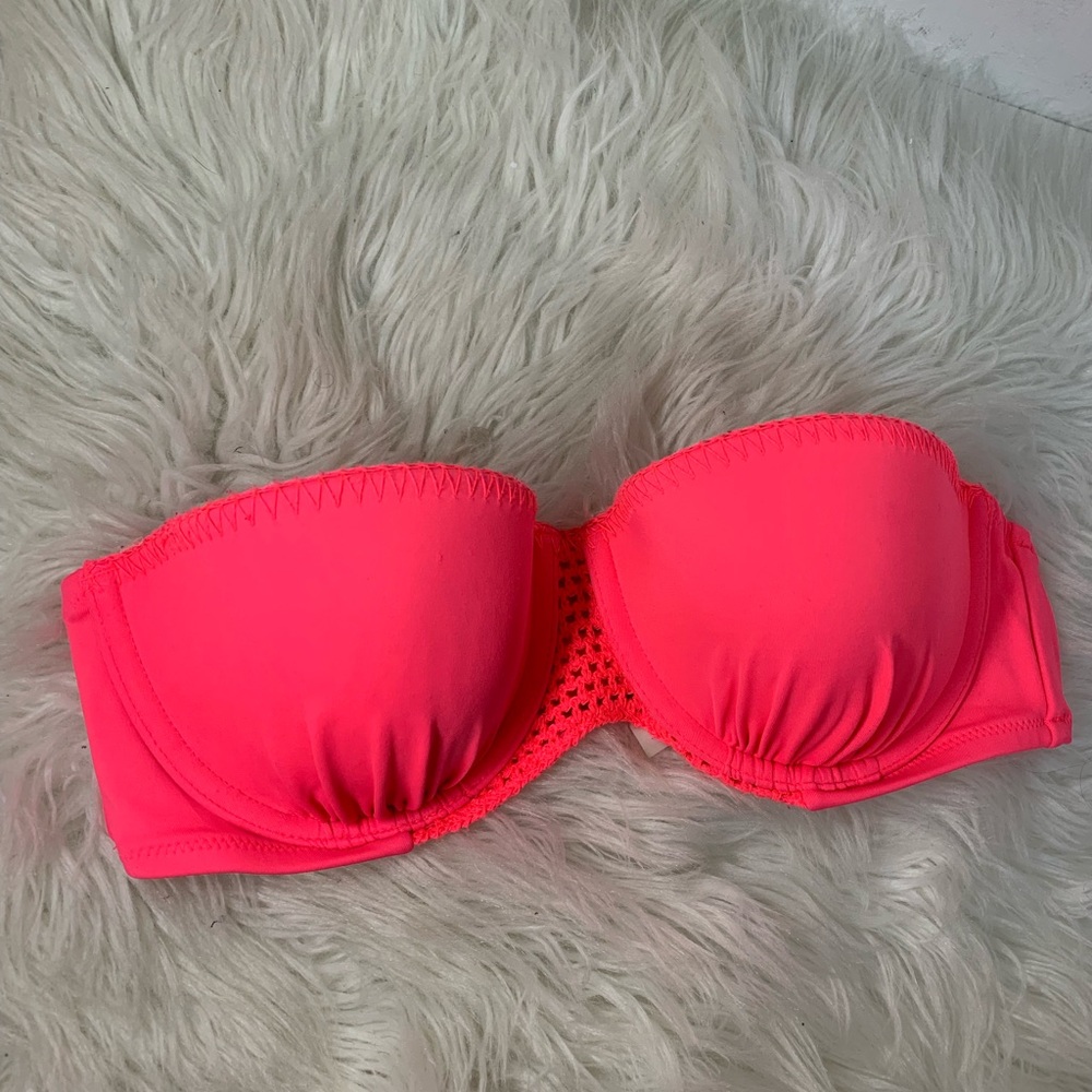 Victoria’s Secret The Flirt Bandeau Bikini Top Neon Pink size 34 C